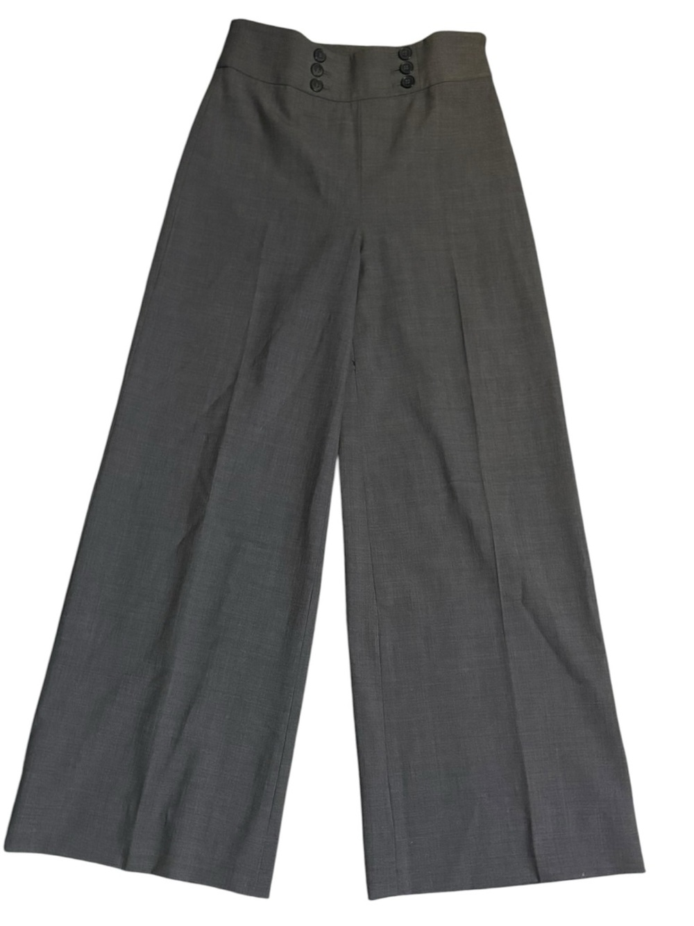 LOFT Gray Wool Blend Sailor Pants Size 4 High Rise Wide Leg Trousers